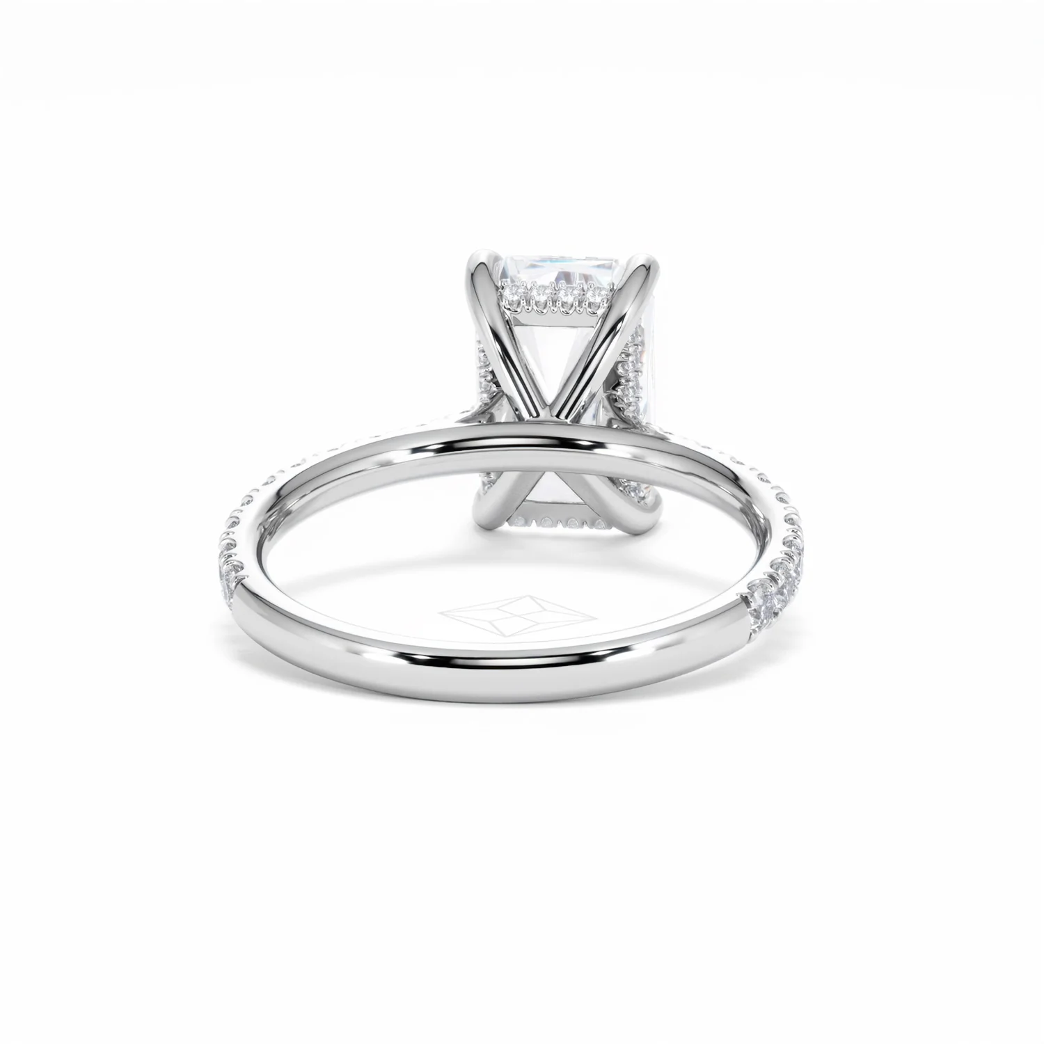 Amora Radiant 3.00ct Hidden Halo Lab Diamond Engagement Ring With Side Stones Set in Platinum - Image 48