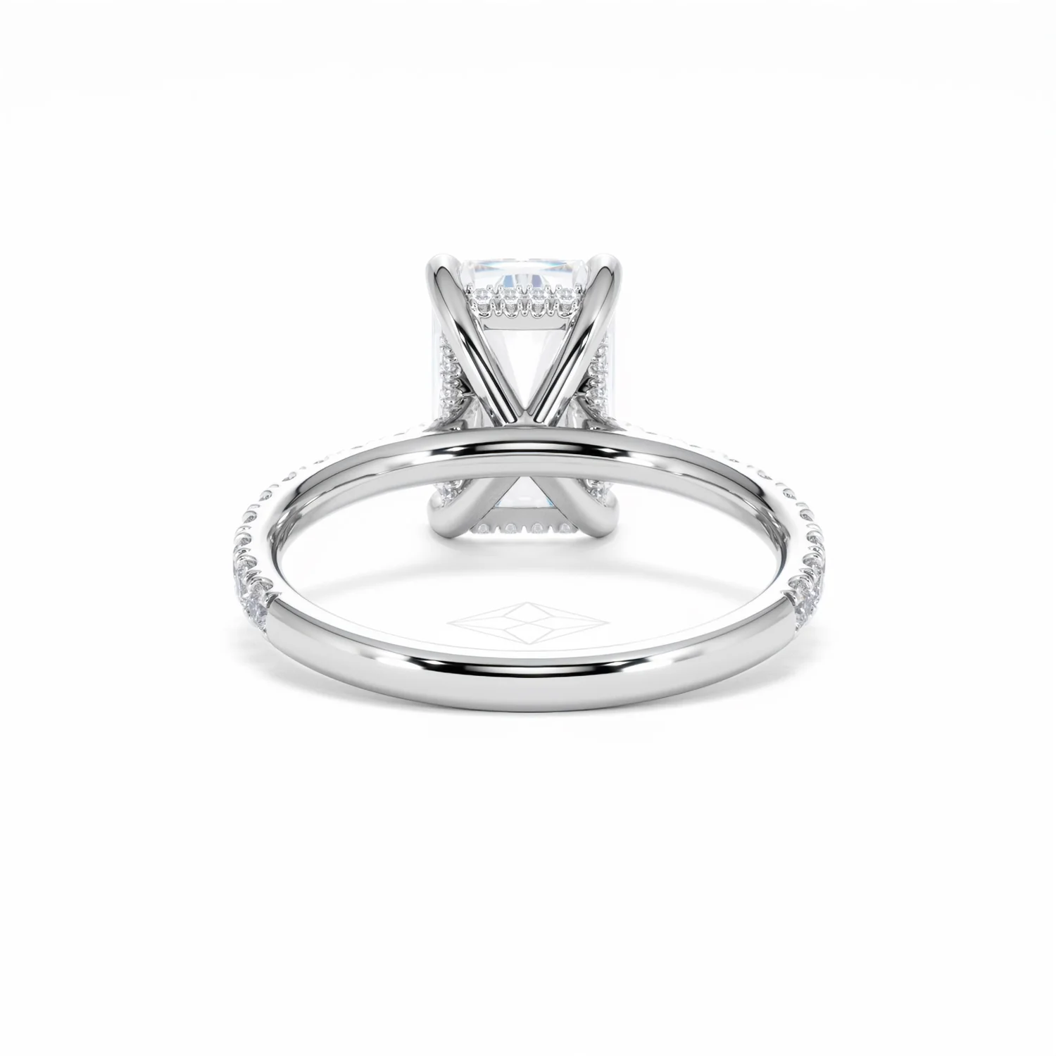 Amora Radiant 3.00ct Hidden Halo Lab Diamond Engagement Ring With Side Stones Set in Platinum - Image 50