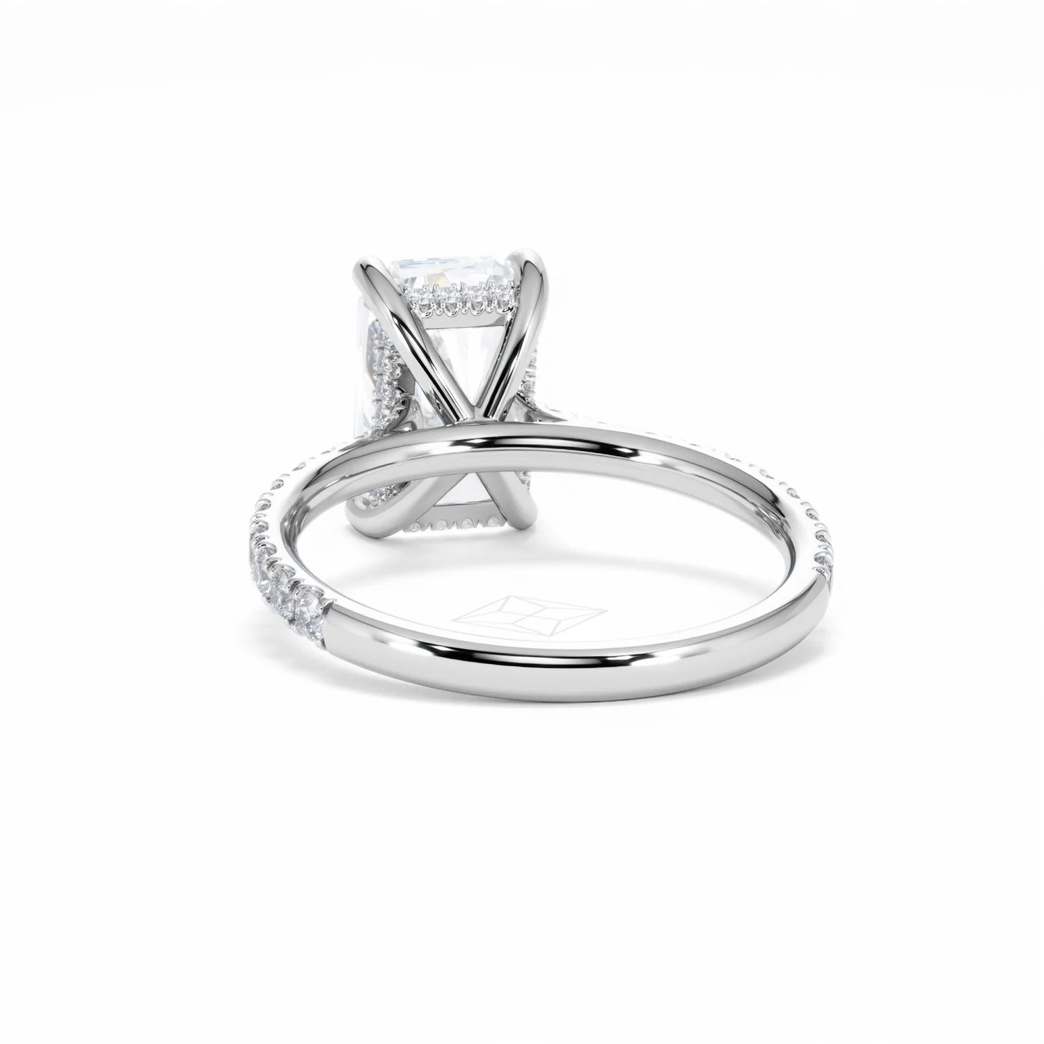 Amora Radiant 3.00ct Hidden Halo Lab Diamond Engagement Ring With Side Stones Set in Platinum - Image 53