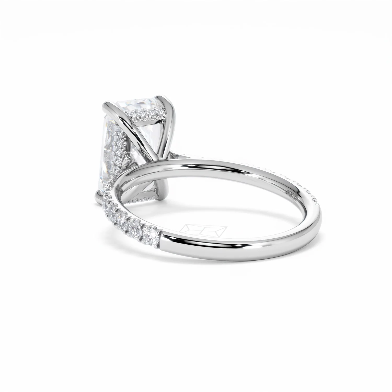 Amora Radiant 3.00ct Hidden Halo Lab Diamond Engagement Ring With Side Stones Set in Platinum - Image 57