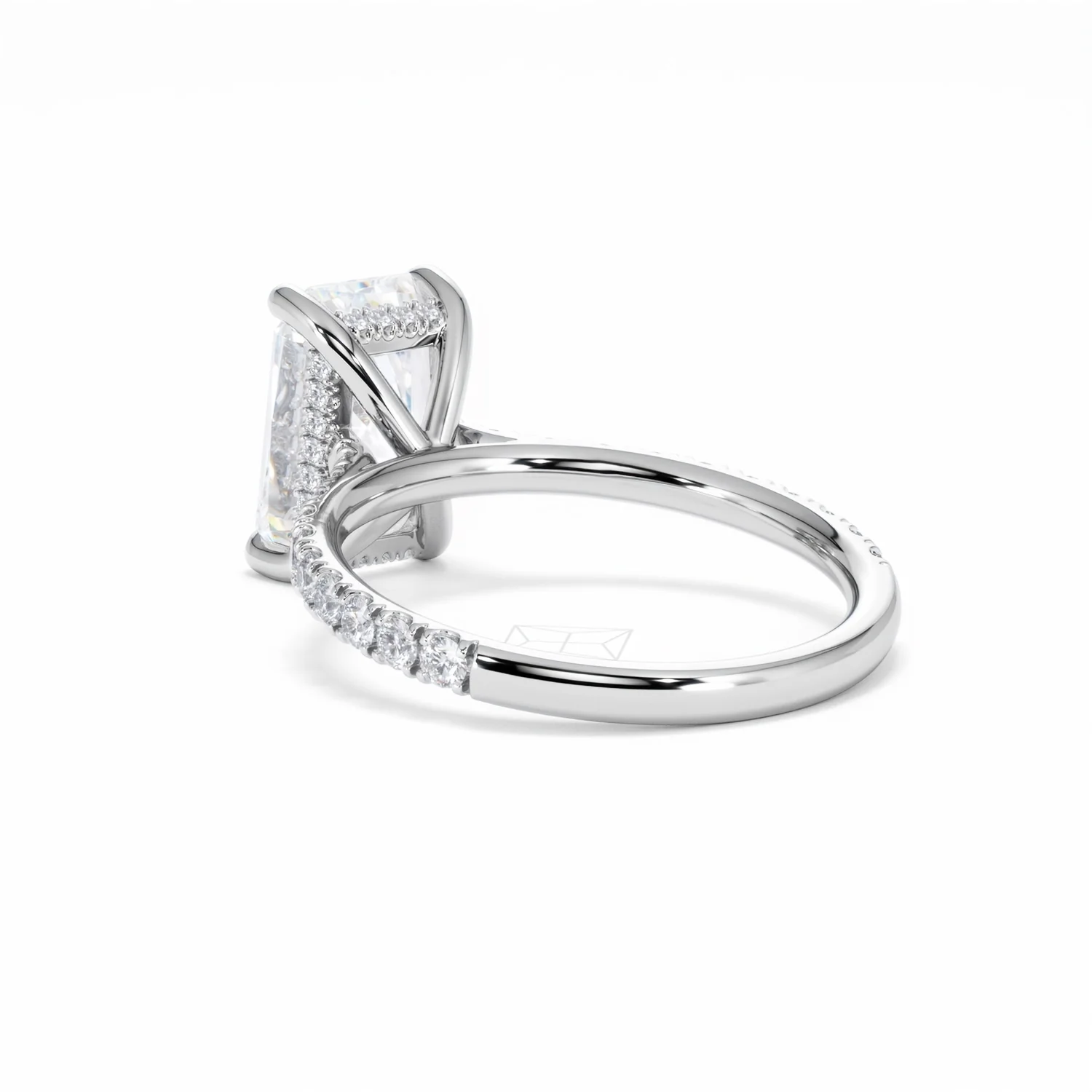Amora Radiant 3.00ct Hidden Halo Lab Diamond Engagement Ring With Side Stones Set in Platinum - Image 58