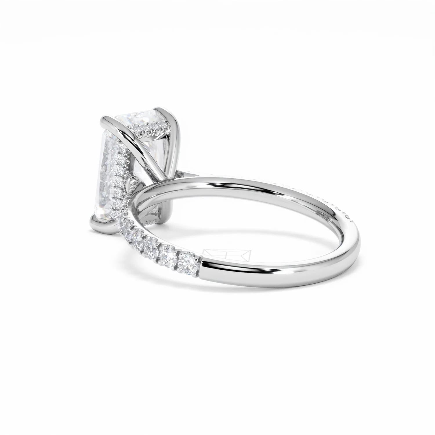 Amora Radiant 3.00ct Hidden Halo Lab Diamond Engagement Ring With Side Stones Set in Platinum - Image 59