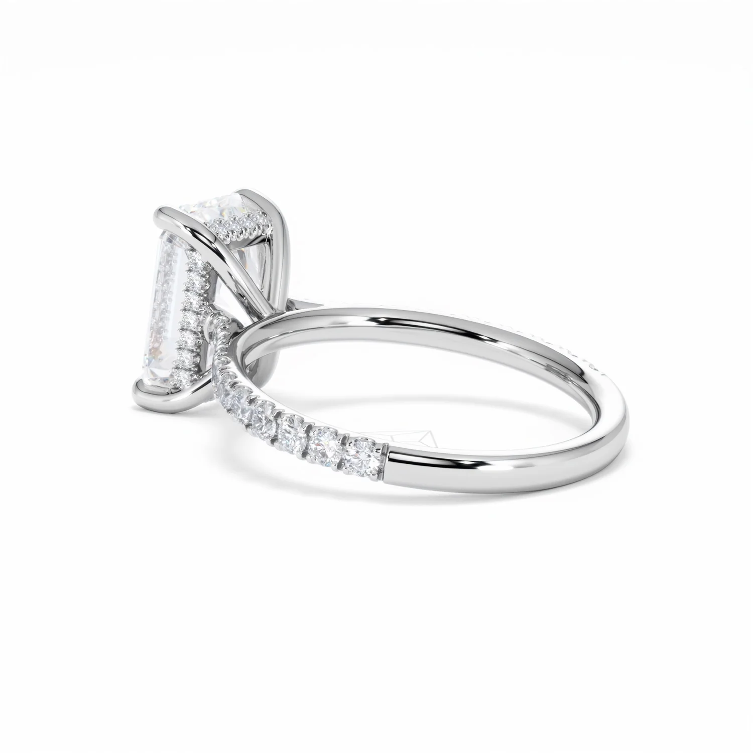 Amora Radiant 3.00ct Hidden Halo Lab Diamond Engagement Ring With Side Stones Set in Platinum - Image 61