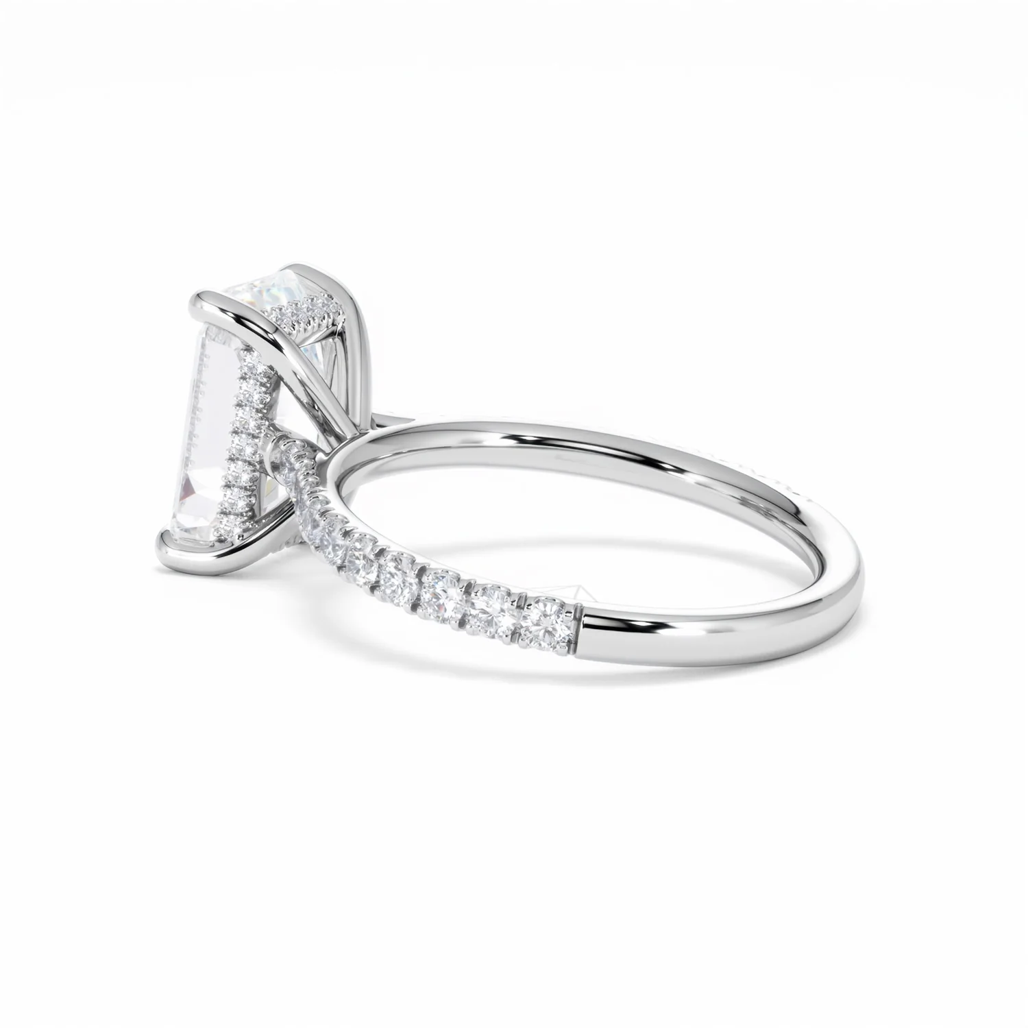 Amora Radiant 3.00ct Hidden Halo Lab Diamond Engagement Ring With Side Stones Set in Platinum - Image 63