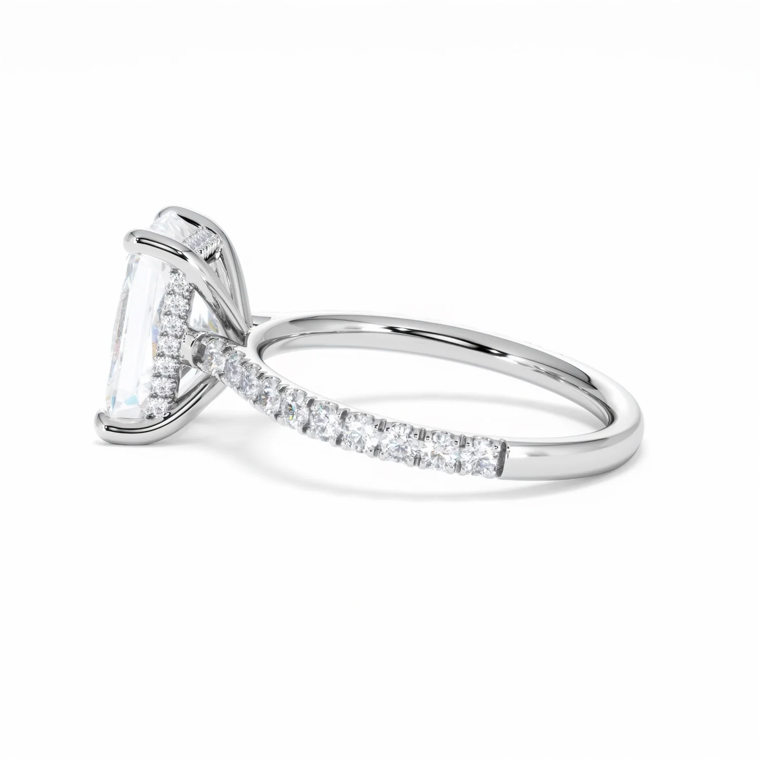 Amora Radiant 3.00ct Hidden Halo Lab Diamond Engagement Ring With Side Stones Set in Platinum - Image 67
