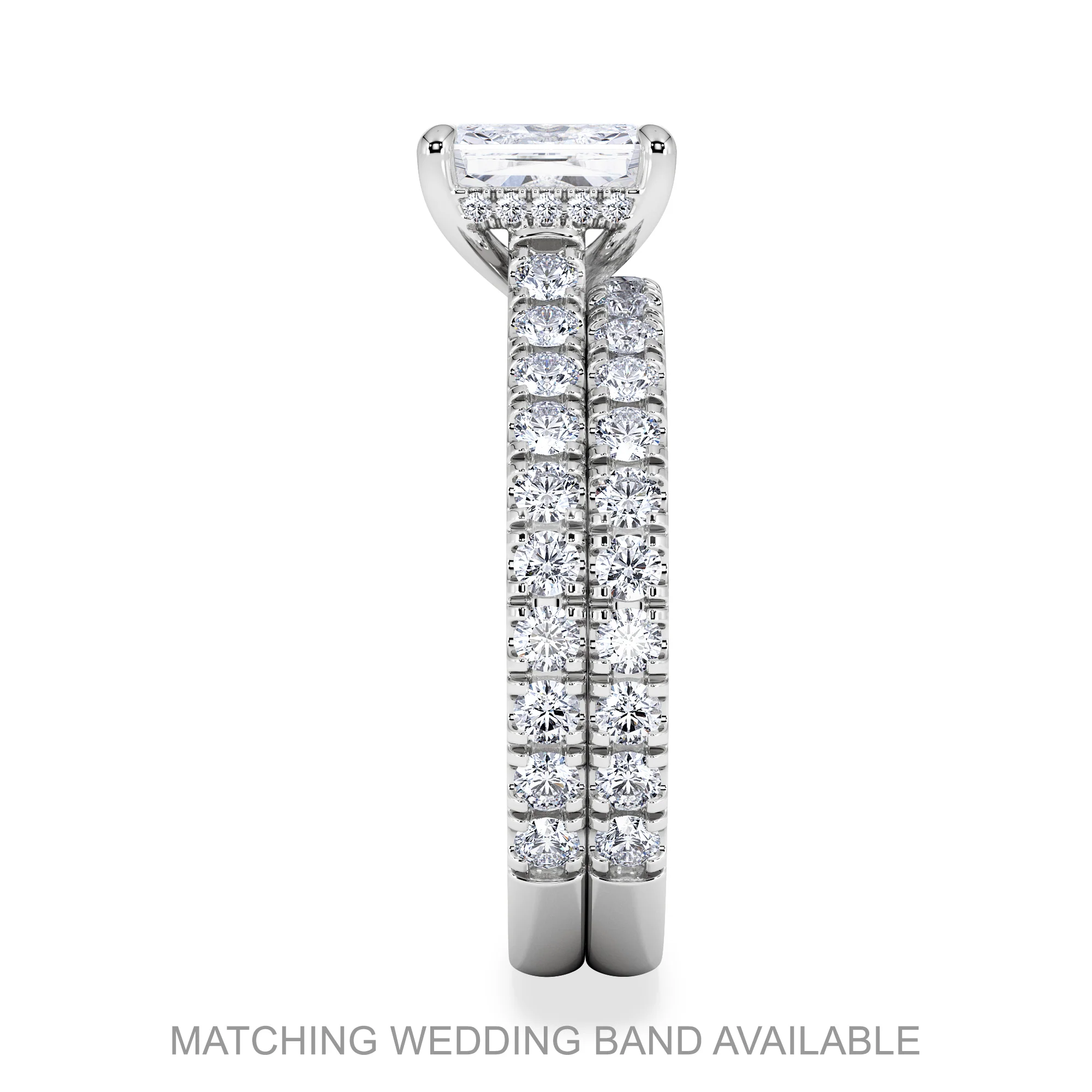 Amora Radiant 3.00ct Hidden Halo Lab Diamond Engagement Ring With Side Stones Set in Platinum - Image 7