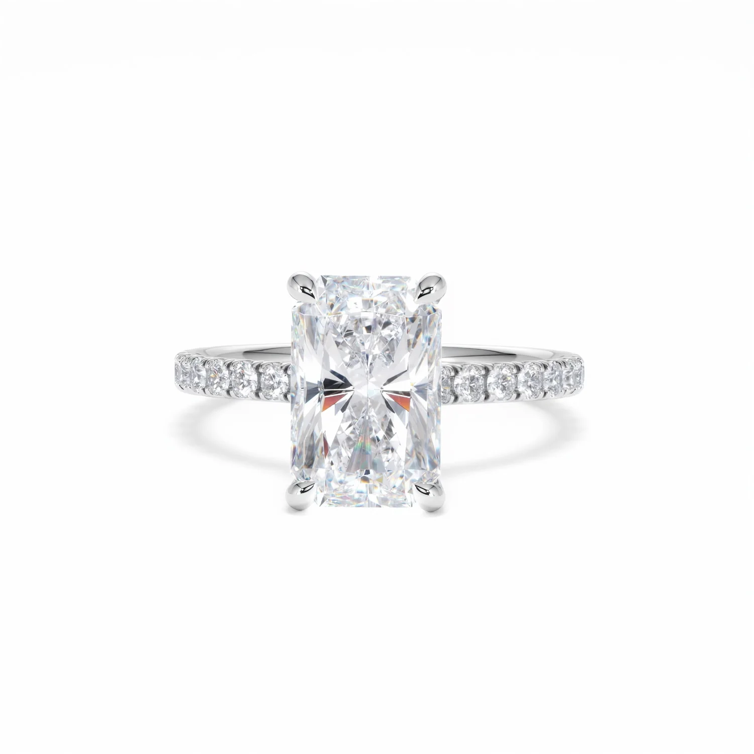 Amora Radiant 3.00ct Hidden Halo Lab Diamond Engagement Ring With Side Stones Set in Platinum - Image 89