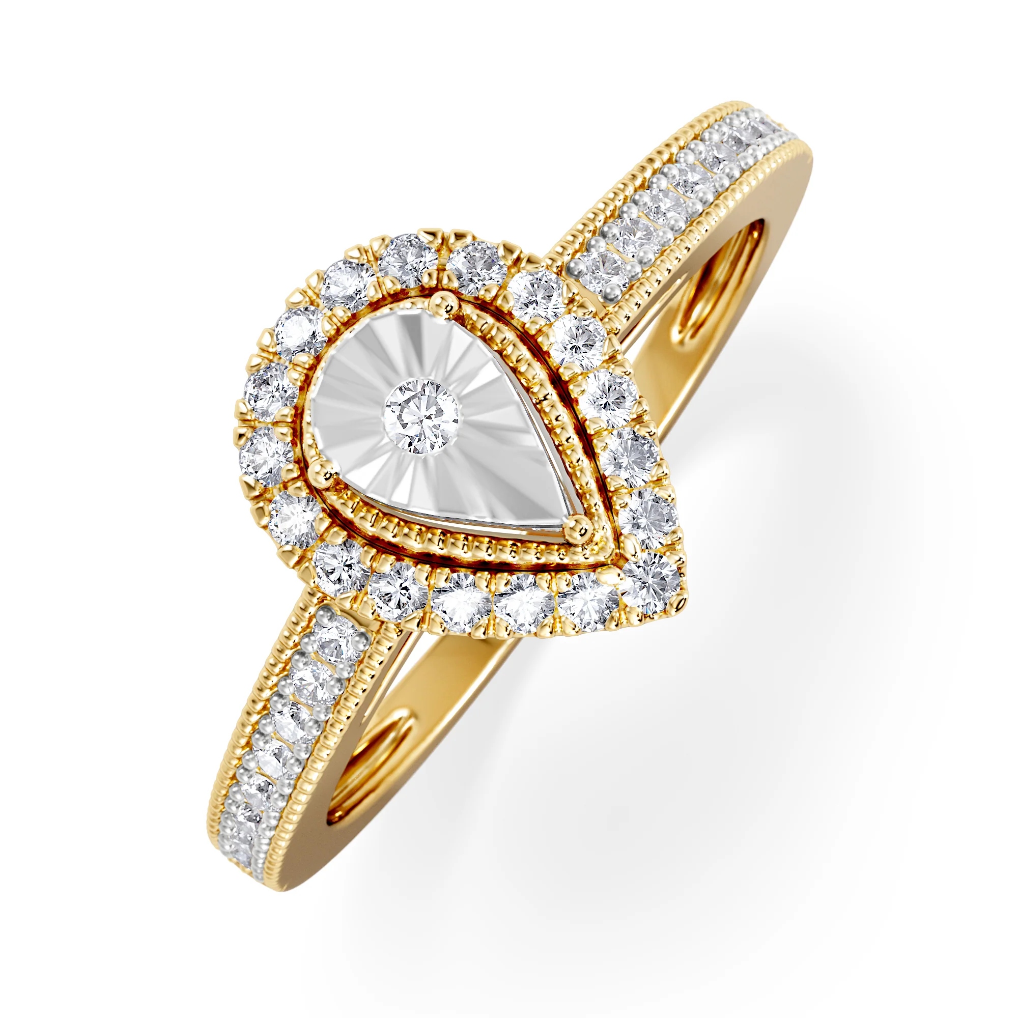 Masami Lab Diamond Pear Halo Ring, Necklace & Earrings Set in 18K Gold Vermeil - Image 7