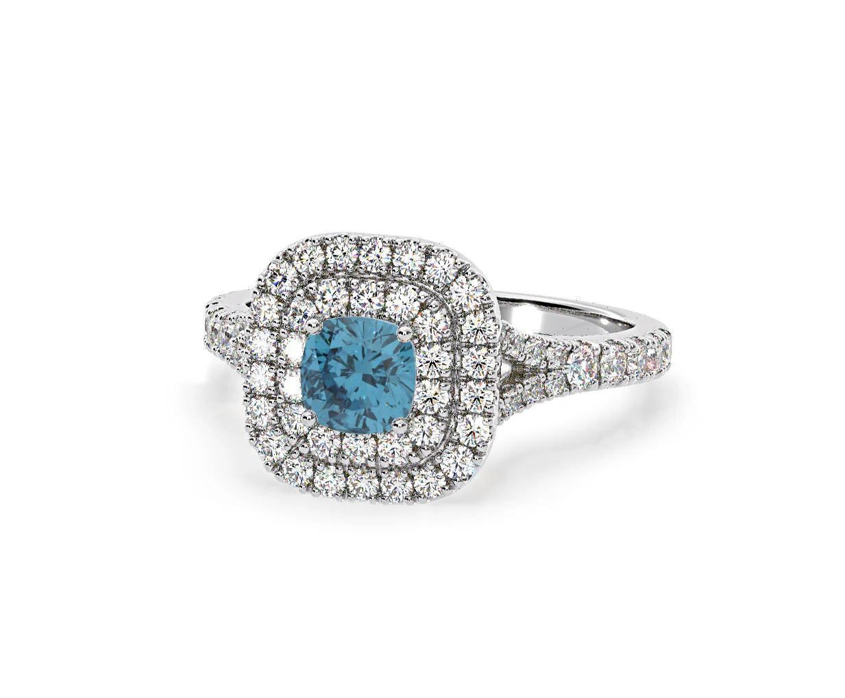 Anastasia Blue Lab Diamond 1.30ct Halo Ring in 18K White Gold - Elara Collection - Image 10