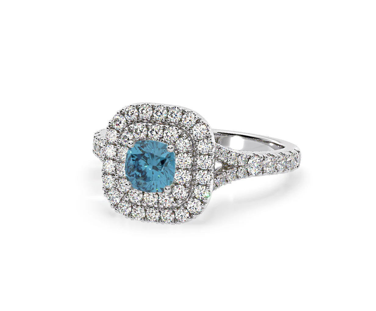 Anastasia Blue Lab Diamond 1.30ct Halo Ring in 18K White Gold - Elara Collection - Image 11