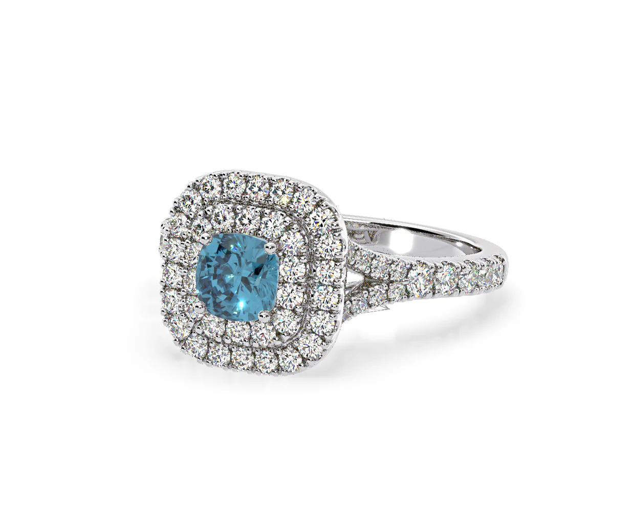 Anastasia Blue Lab Diamond 1.30ct Halo Ring in 18K White Gold - Elara Collection - Image 12