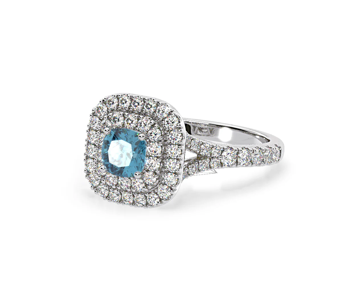 Anastasia Blue Lab Diamond 1.30ct Halo Ring in 18K White Gold - Elara Collection - Image 13