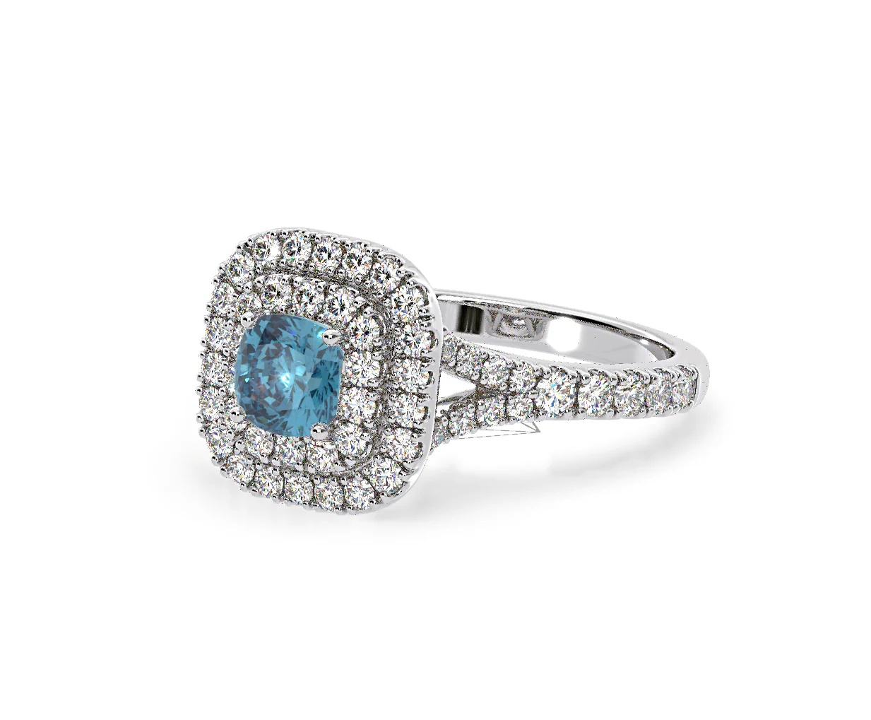 Anastasia Blue Lab Diamond 1.30ct Halo Ring in 18K White Gold - Elara Collection - Image 14