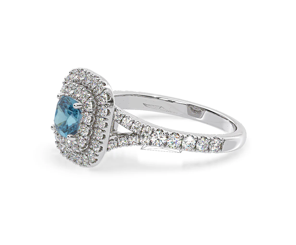 Anastasia Blue Lab Diamond 1.30ct Halo Ring in 18K White Gold - Elara Collection - Image 20