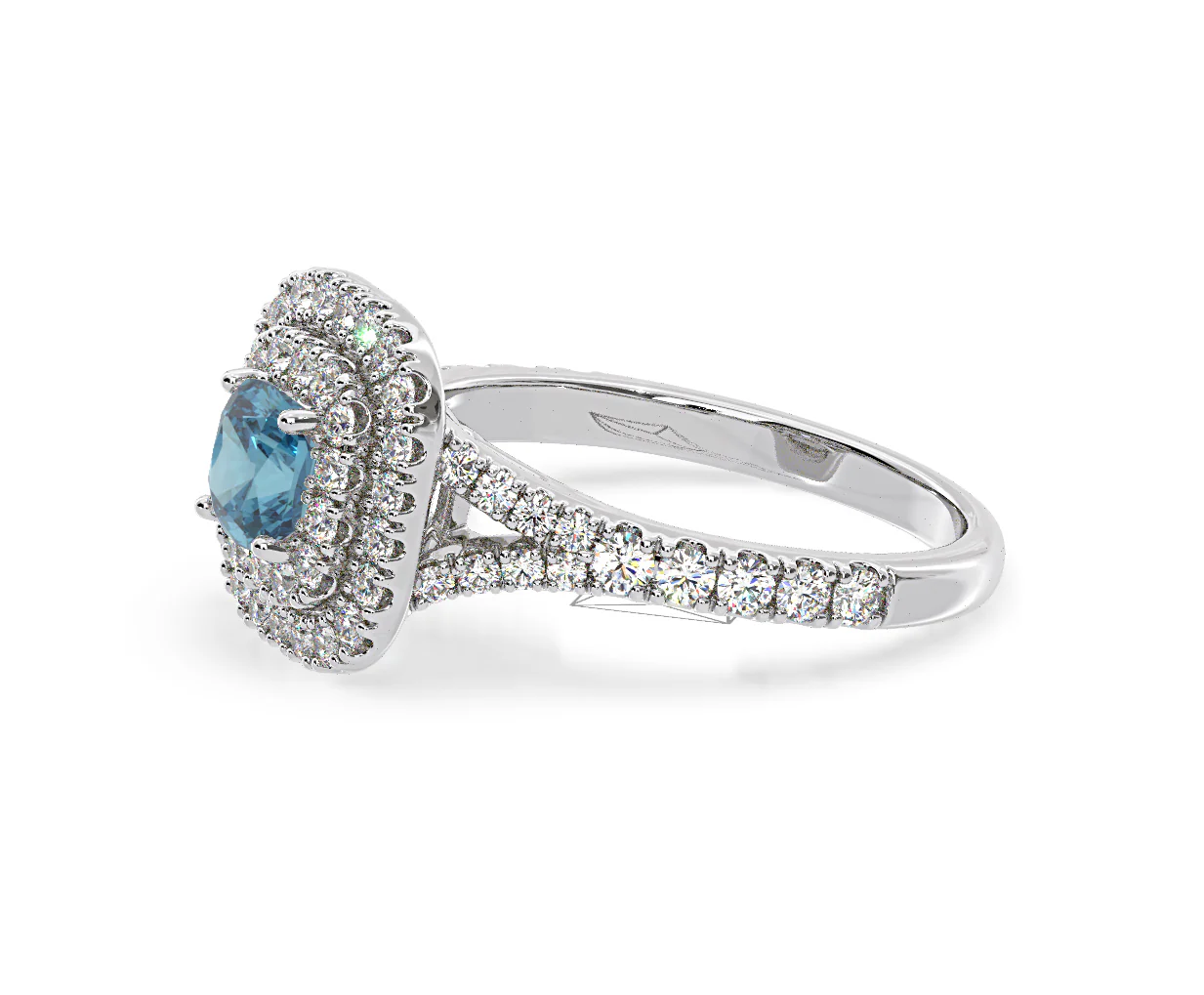 Anastasia Blue Lab Diamond 1.30ct Halo Ring in 18K White Gold - Elara Collection - Image 21