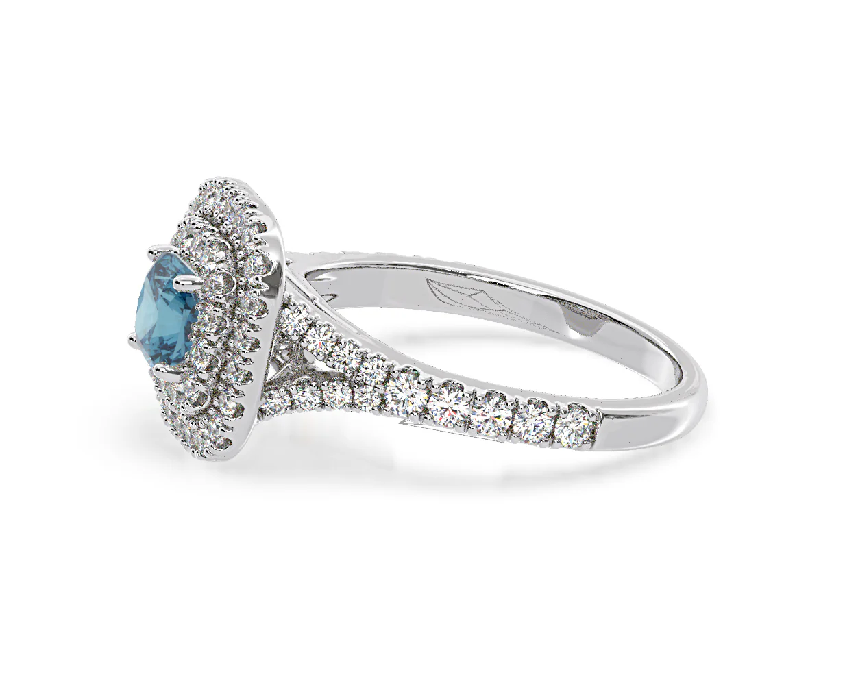 Anastasia Blue Lab Diamond 1.30ct Halo Ring in 18K White Gold - Elara Collection - Image 23