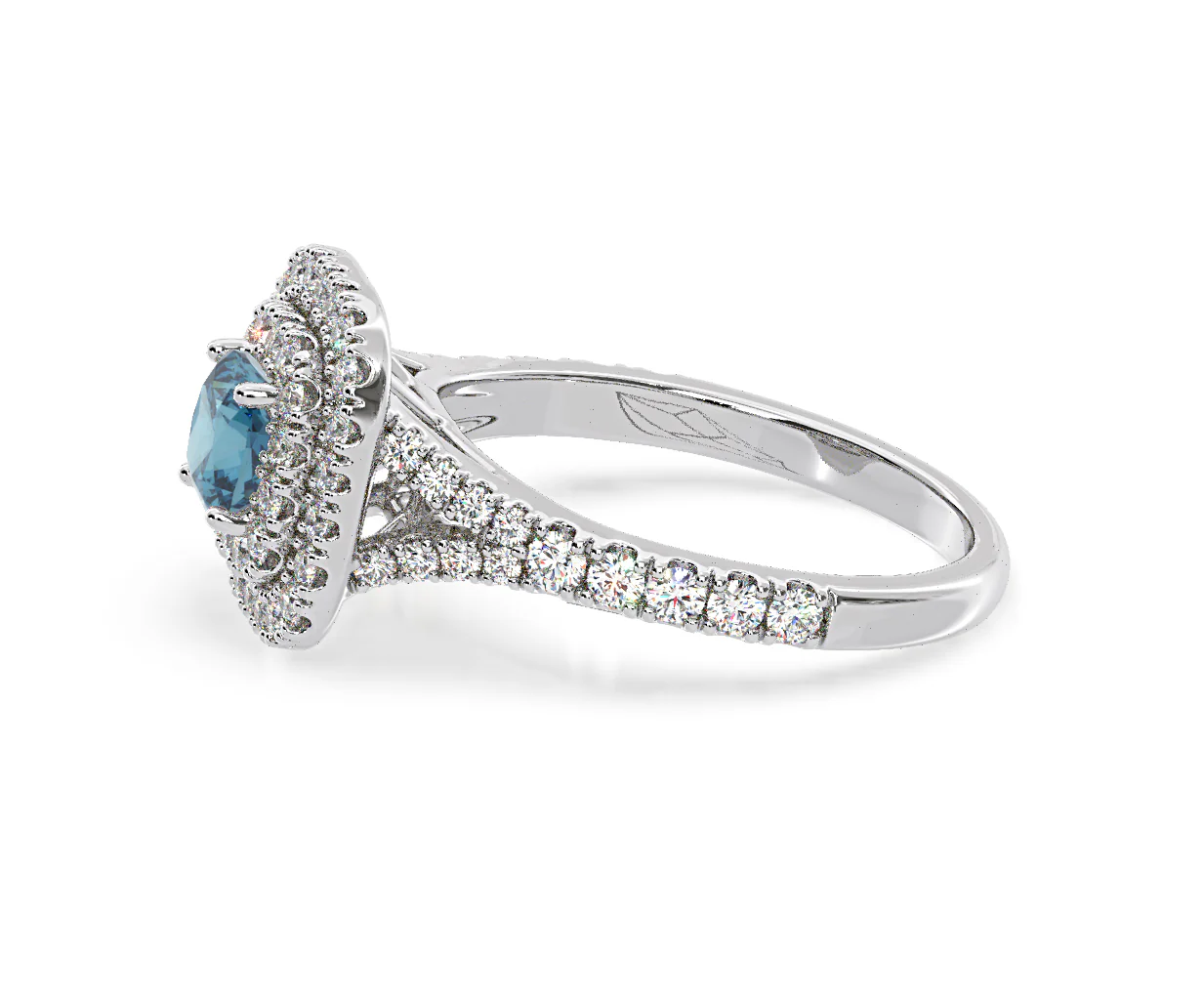 Anastasia Blue Lab Diamond 1.30ct Halo Ring in 18K White Gold - Elara Collection - Image 24