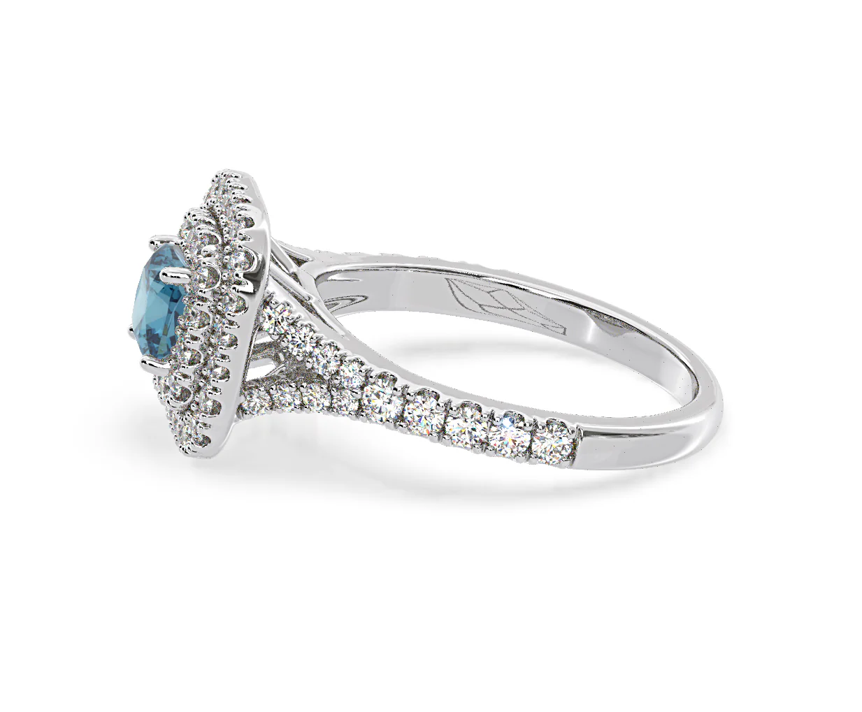 Anastasia Blue Lab Diamond 1.30ct Halo Ring in 18K White Gold - Elara Collection - Image 25