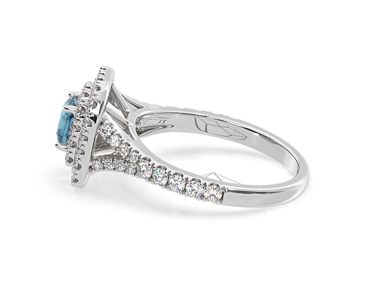Anastasia Blue Lab Diamond 1.30ct Halo Ring in 18K White Gold - Elara Collection - Image 28
