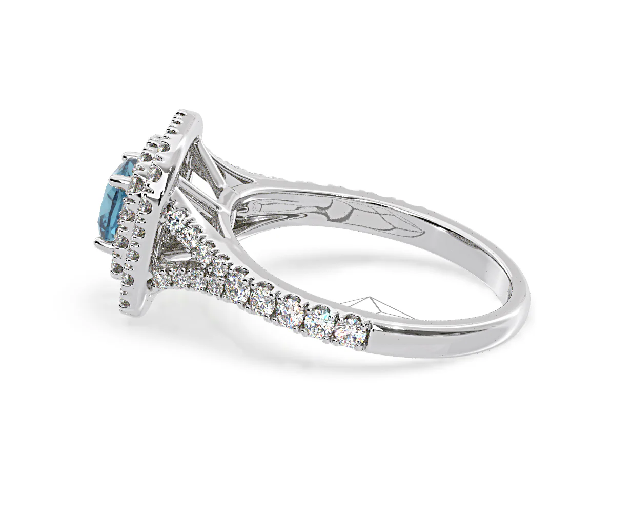 Anastasia Blue Lab Diamond 1.30ct Halo Ring in 18K White Gold - Elara Collection - Image 29