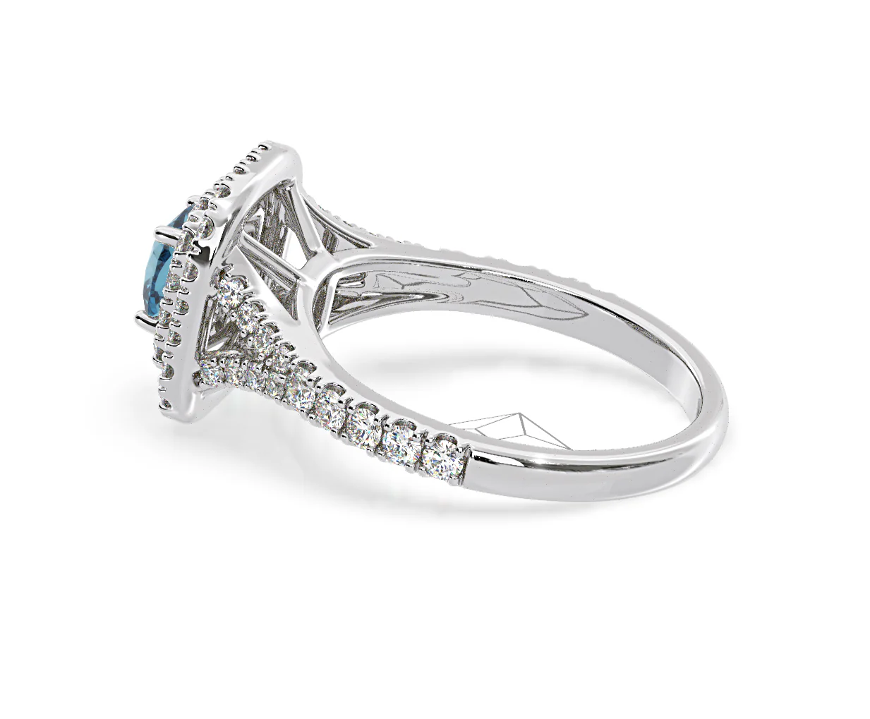 Anastasia Blue Lab Diamond 1.30ct Halo Ring in 18K White Gold - Elara Collection - Image 31