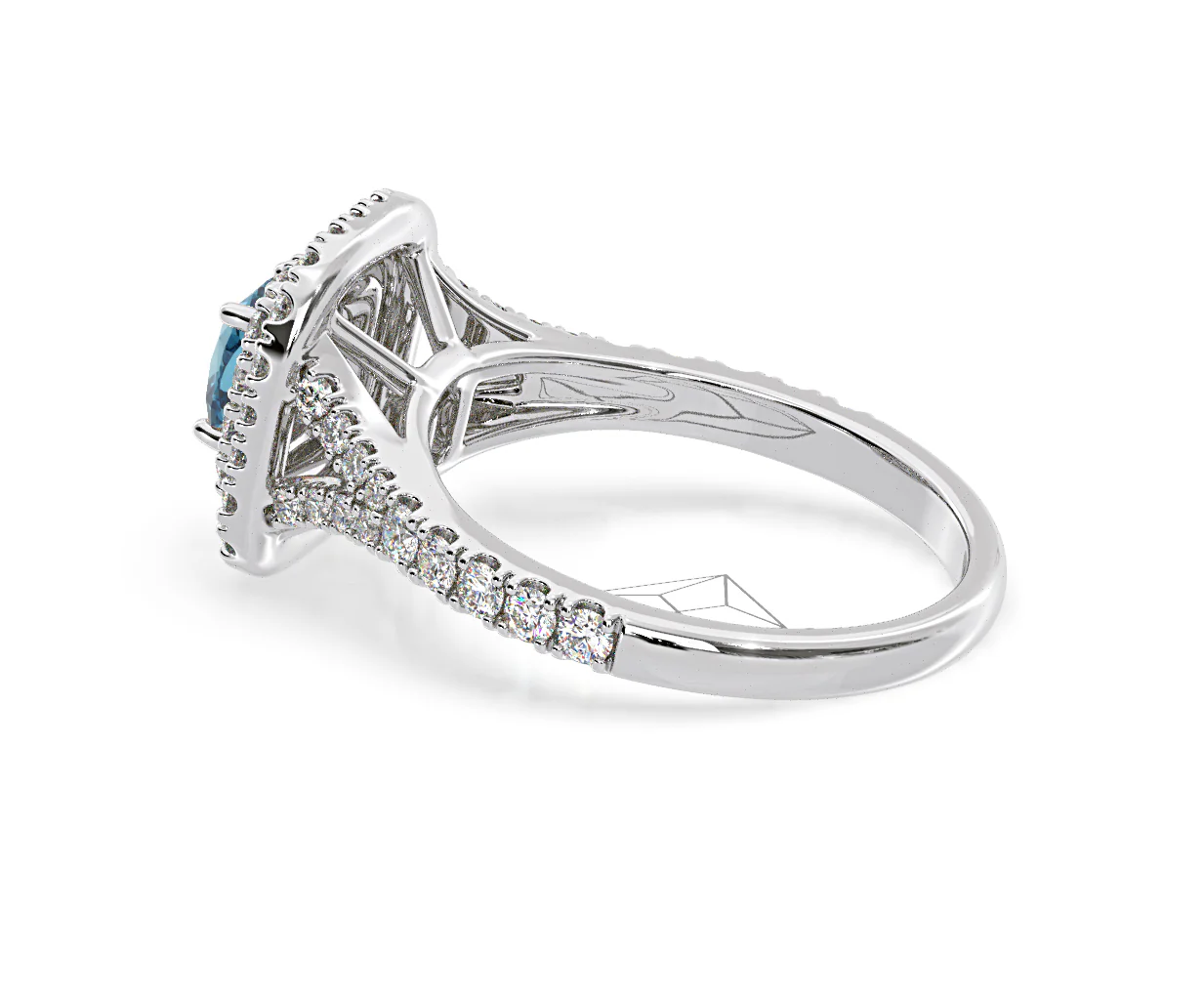 Anastasia Blue Lab Diamond 1.30ct Halo Ring in 18K White Gold - Elara Collection - Image 32