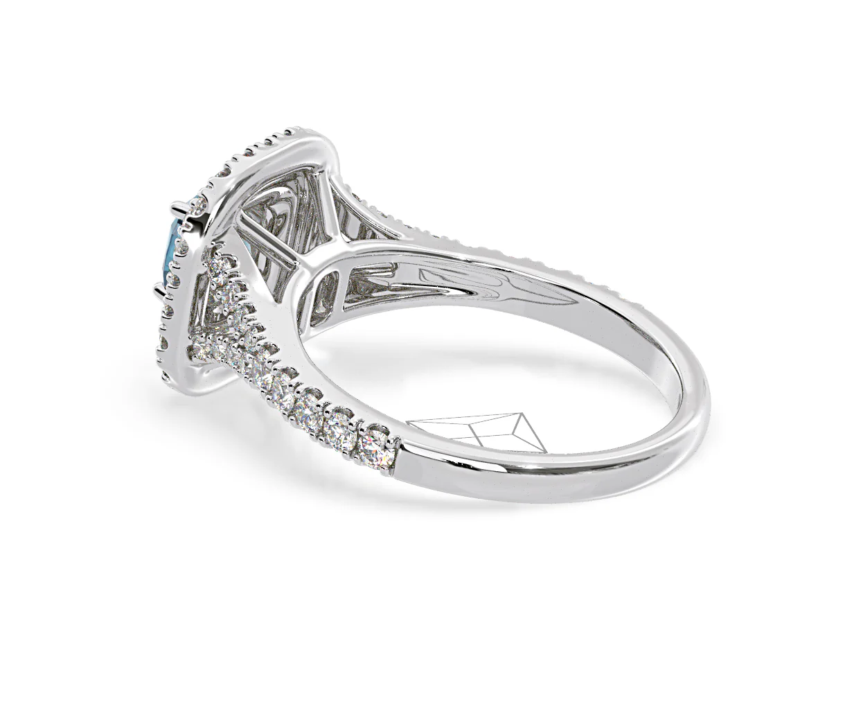 Anastasia Blue Lab Diamond 1.30ct Halo Ring in 18K White Gold - Elara Collection - Image 34