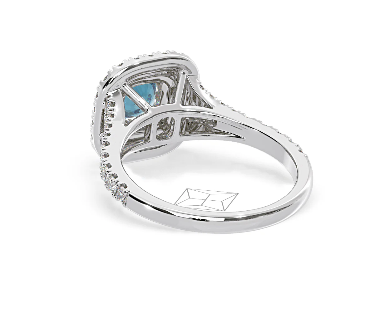 Anastasia Blue Lab Diamond 1.30ct Halo Ring in 18K White Gold - Elara Collection - Image 40
