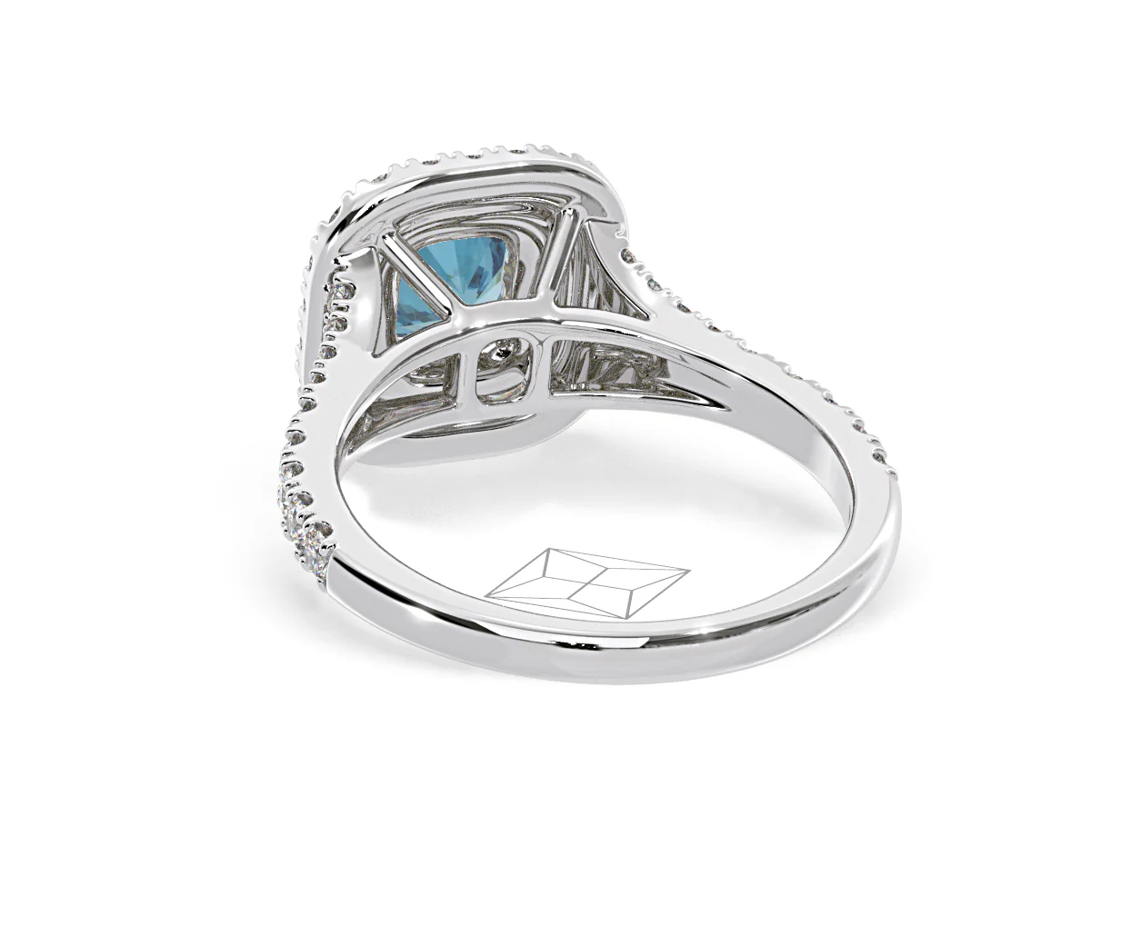 Anastasia Blue Lab Diamond 1.30ct Halo Ring in 18K White Gold - Elara Collection - Image 42