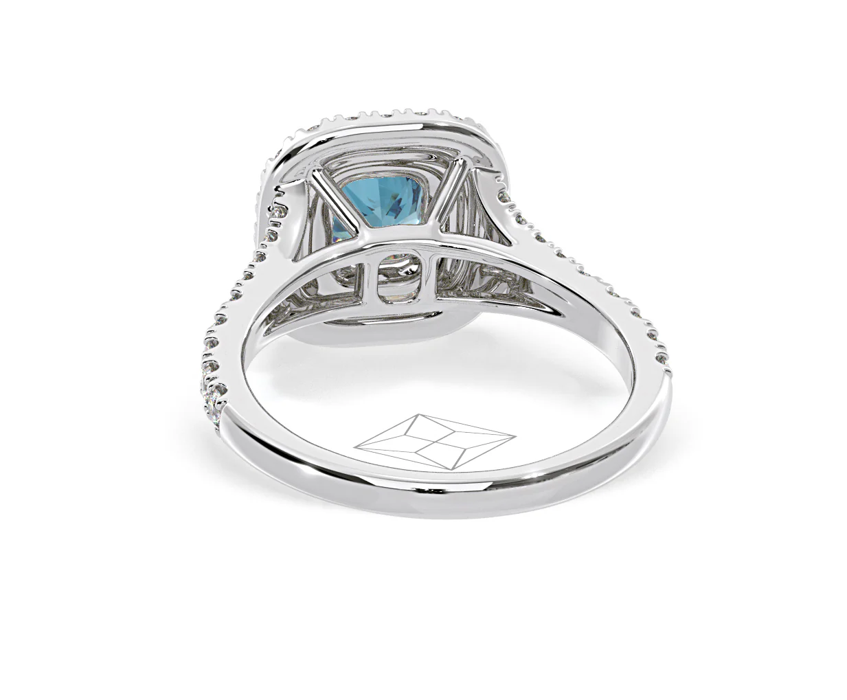 Anastasia Blue Lab Diamond 1.30ct Halo Ring in 18K White Gold - Elara Collection - Image 44