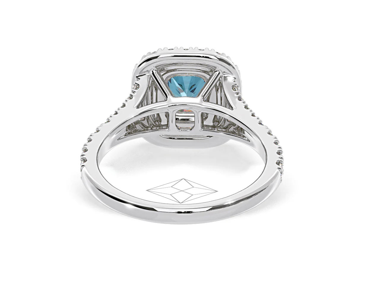 Anastasia Blue Lab Diamond 1.30ct Halo Ring in 18K White Gold - Elara Collection - Image 47