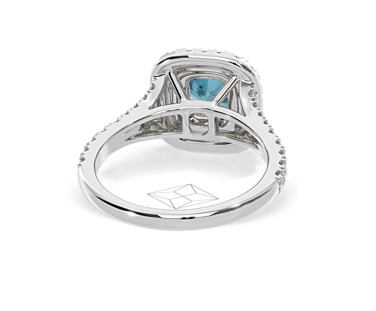 Anastasia Blue Lab Diamond 1.30ct Halo Ring in 18K White Gold - Elara Collection - Image 49