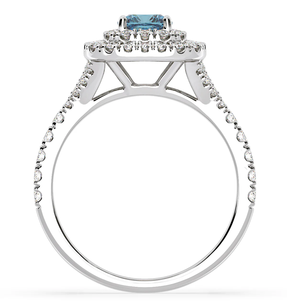 Anastasia Blue Lab Diamond 1.30ct Halo Ring in 18K White Gold - Elara Collection - Image 5