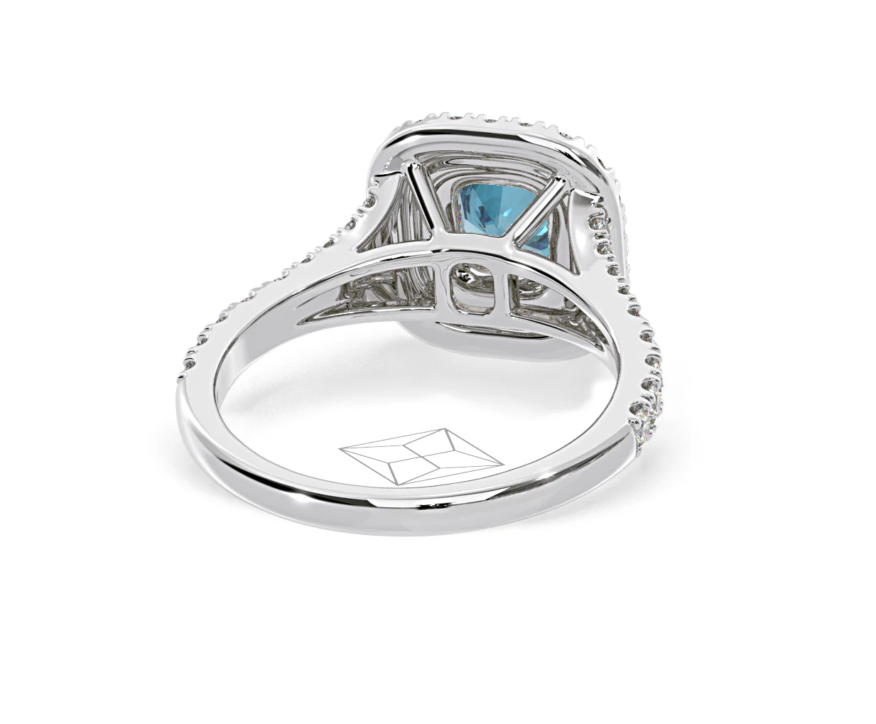 Anastasia Blue Lab Diamond 1.30ct Halo Ring in 18K White Gold - Elara Collection - Image 50