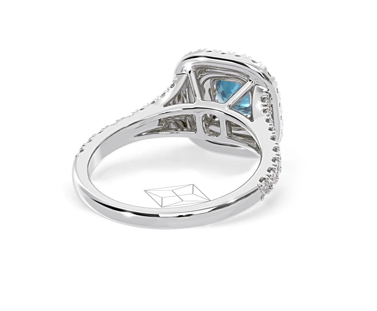 Anastasia Blue Lab Diamond 1.30ct Halo Ring in 18K White Gold - Elara Collection - Image 52