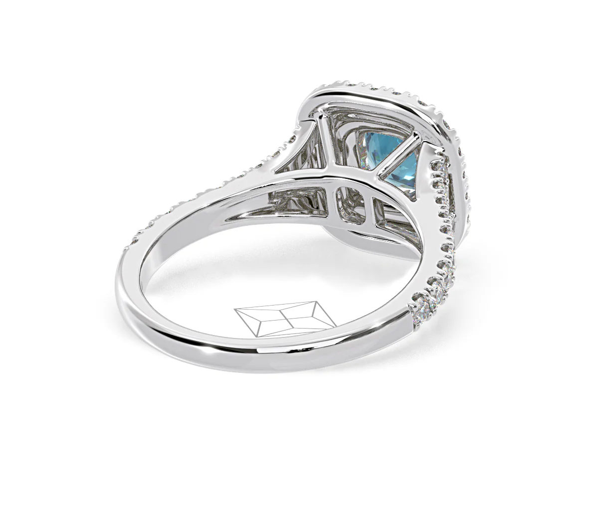 Anastasia Blue Lab Diamond 1.30ct Halo Ring in 18K White Gold - Elara Collection - Image 53