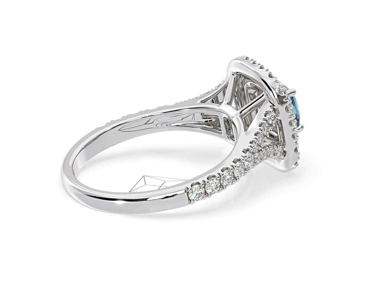 Anastasia Blue Lab Diamond 1.30ct Halo Ring in 18K White Gold - Elara Collection - Image 60