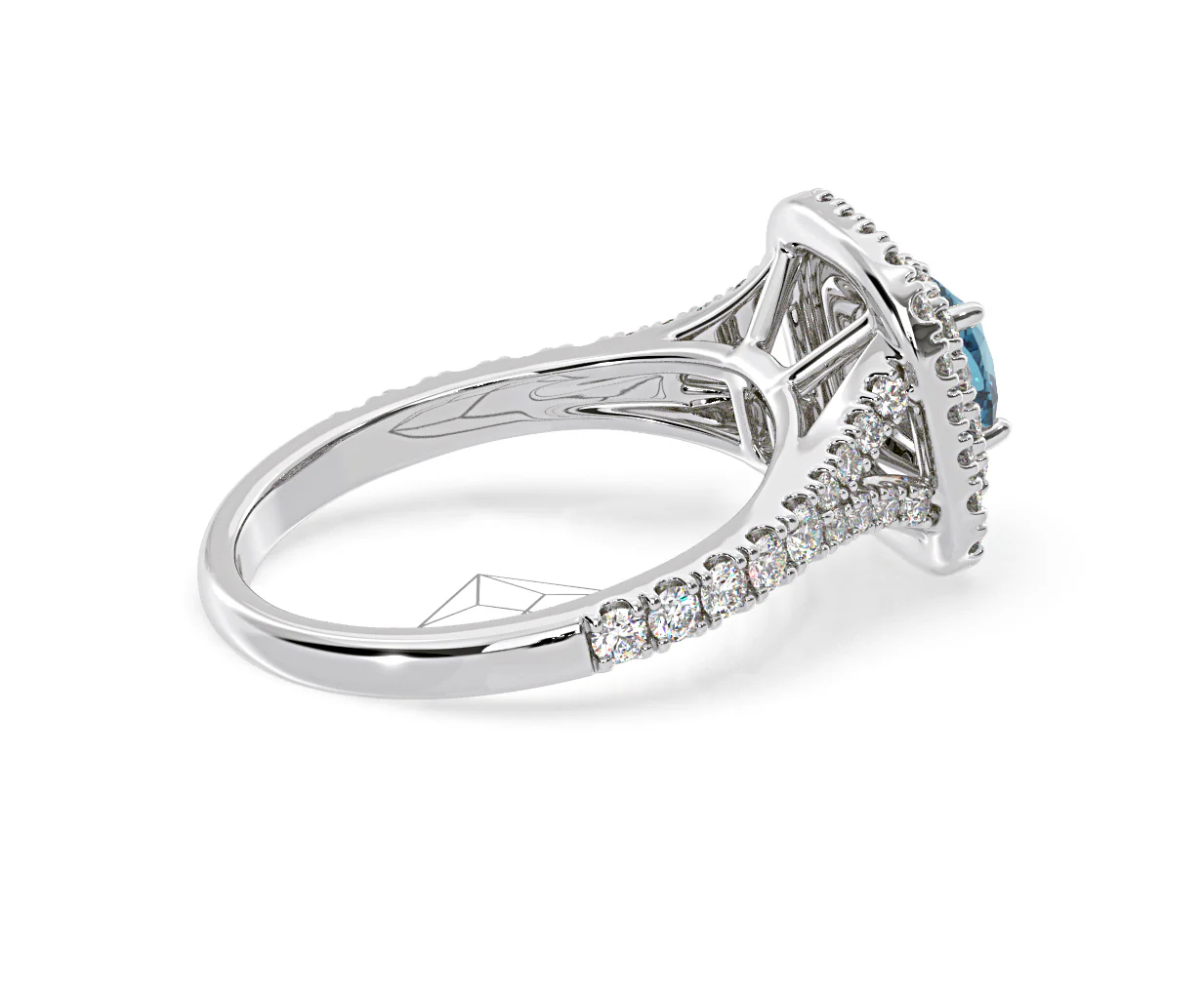 Anastasia Blue Lab Diamond 1.30ct Halo Ring in 18K White Gold - Elara Collection - Image 61