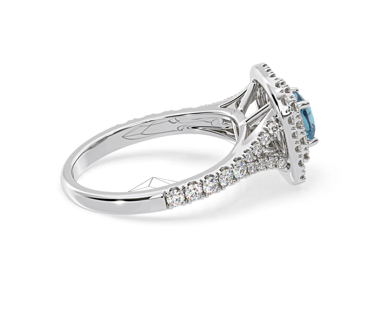 Anastasia Blue Lab Diamond 1.30ct Halo Ring in 18K White Gold - Elara Collection - Image 63