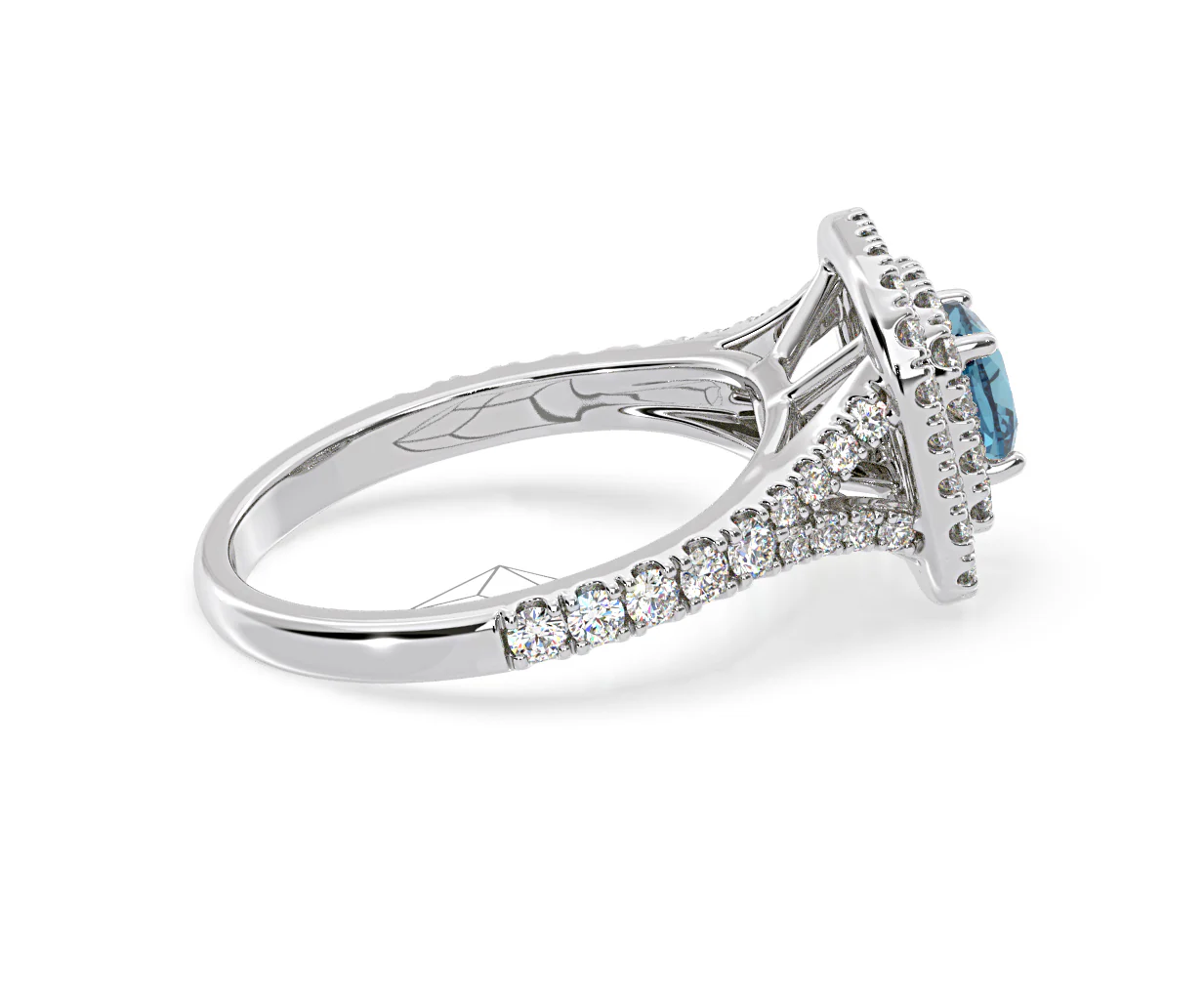 Anastasia Blue Lab Diamond 1.30ct Halo Ring in 18K White Gold - Elara Collection - Image 64