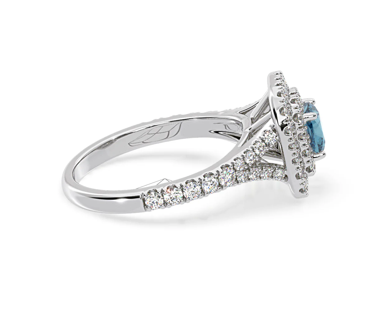 Anastasia Blue Lab Diamond 1.30ct Halo Ring in 18K White Gold - Elara Collection - Image 66