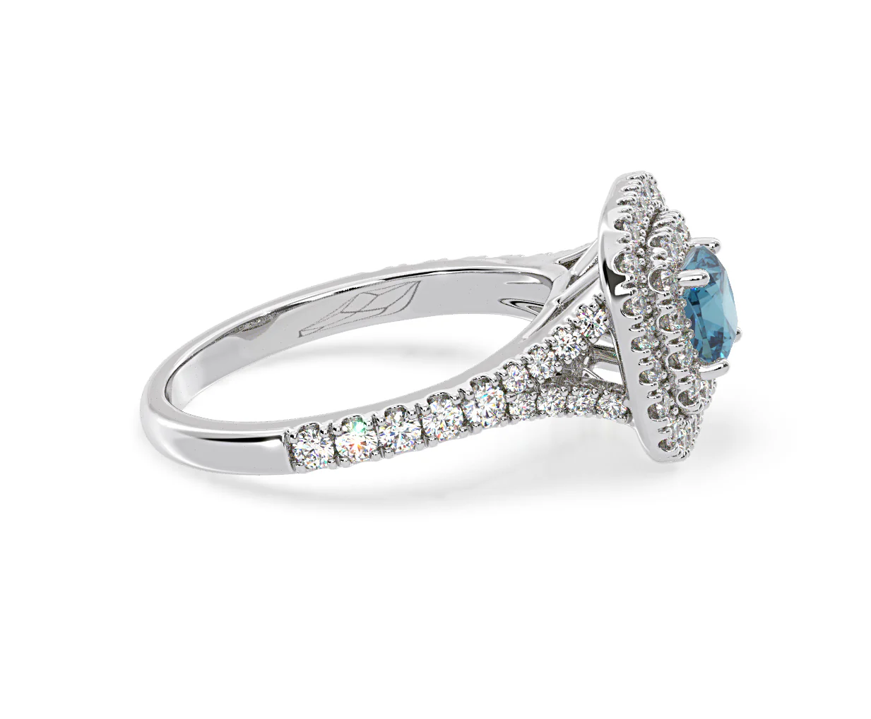 Anastasia Blue Lab Diamond 1.30ct Halo Ring in 18K White Gold - Elara Collection - Image 68