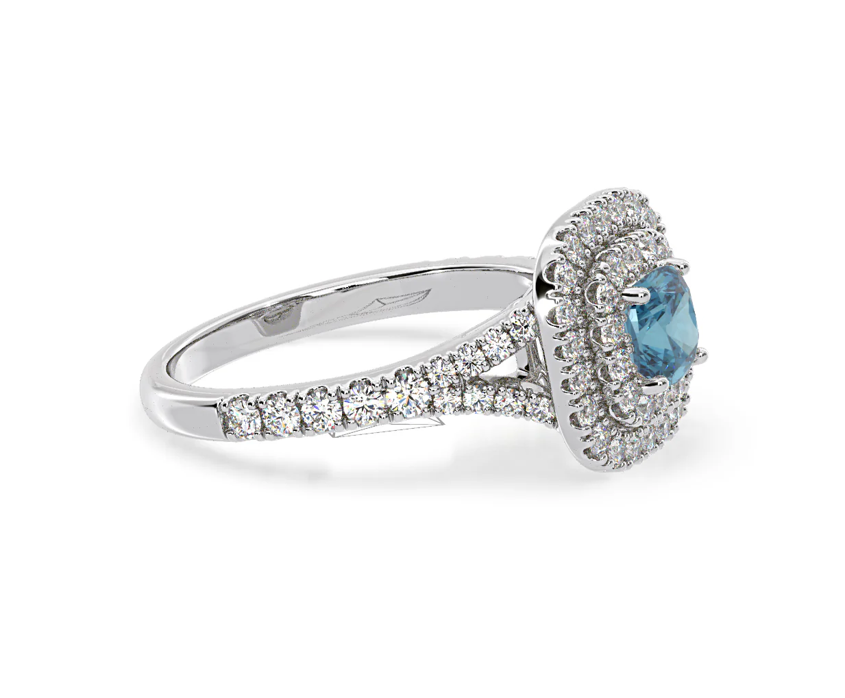 Anastasia Blue Lab Diamond 1.30ct Halo Ring in 18K White Gold - Elara Collection - Image 72