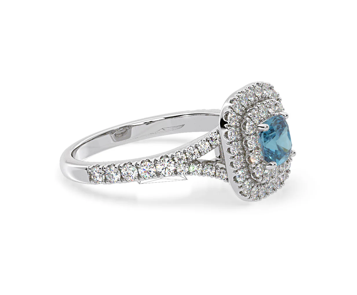 Anastasia Blue Lab Diamond 1.30ct Halo Ring in 18K White Gold - Elara Collection - Image 73