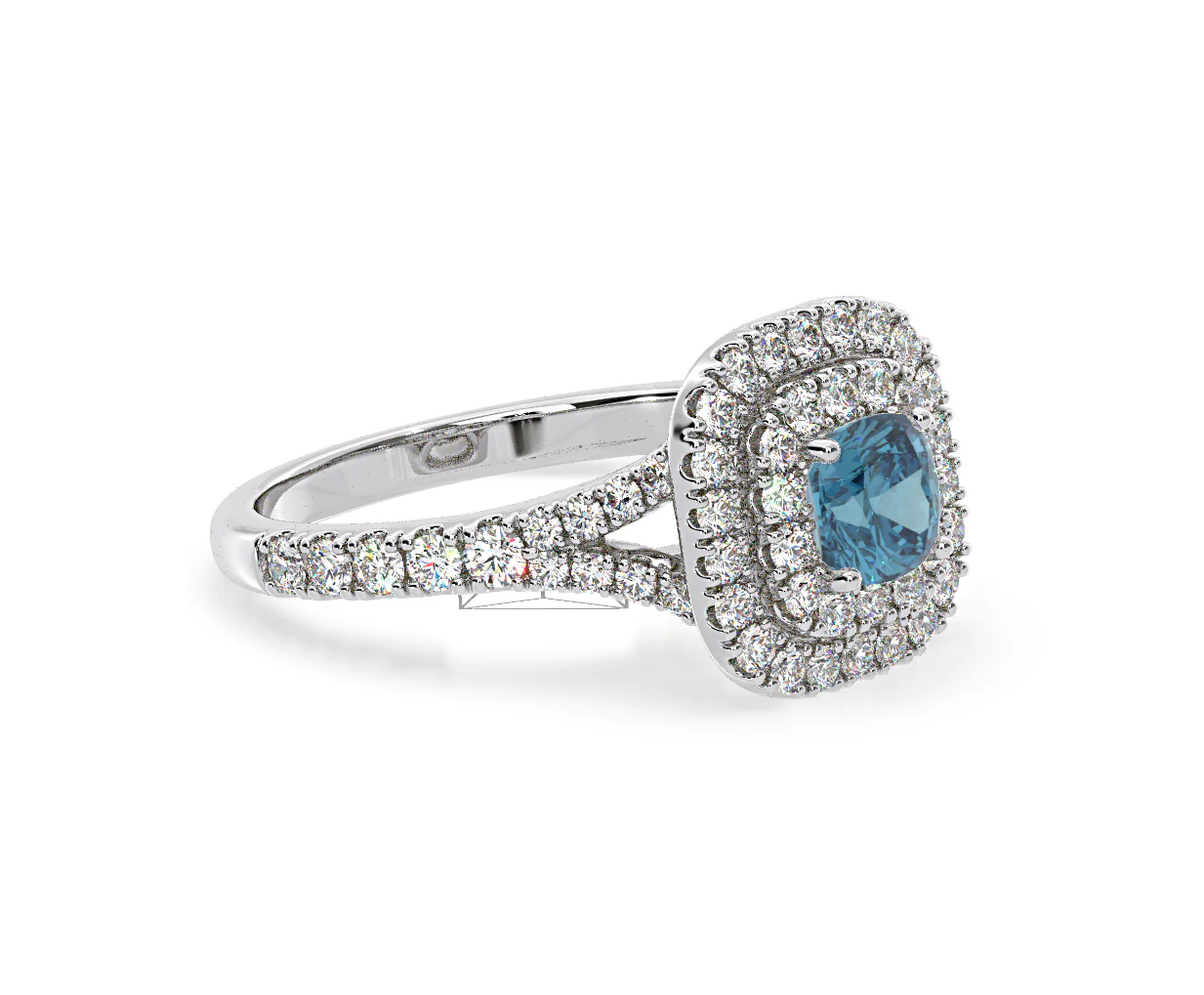 Anastasia Blue Lab Diamond 1.30ct Halo Ring in 18K White Gold - Elara Collection - Image 76