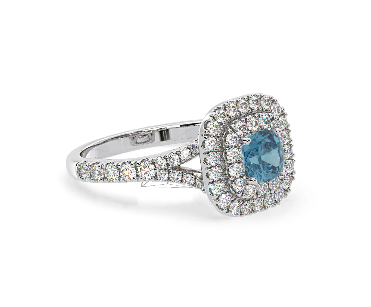 Anastasia Blue Lab Diamond 1.30ct Halo Ring in 18K White Gold - Elara Collection - Image 77