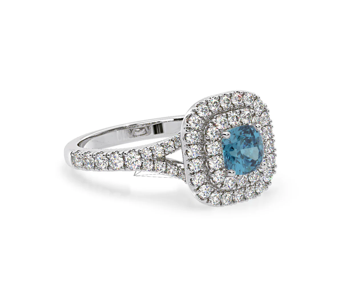 Anastasia Blue Lab Diamond 1.30ct Halo Ring in 18K White Gold - Elara Collection - Image 78