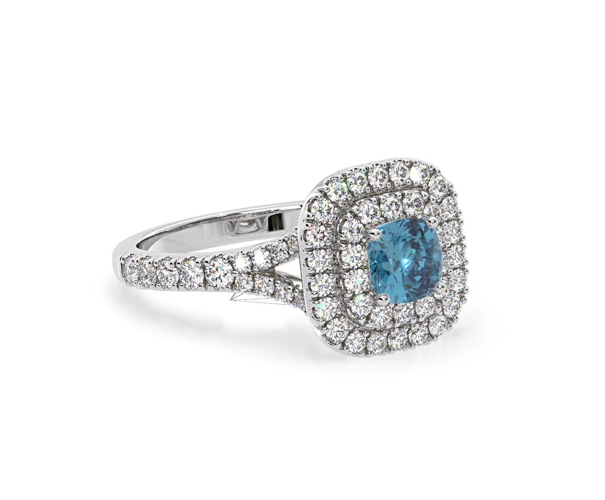 Anastasia Blue Lab Diamond 1.30ct Halo Ring in 18K White Gold - Elara Collection - Image 79