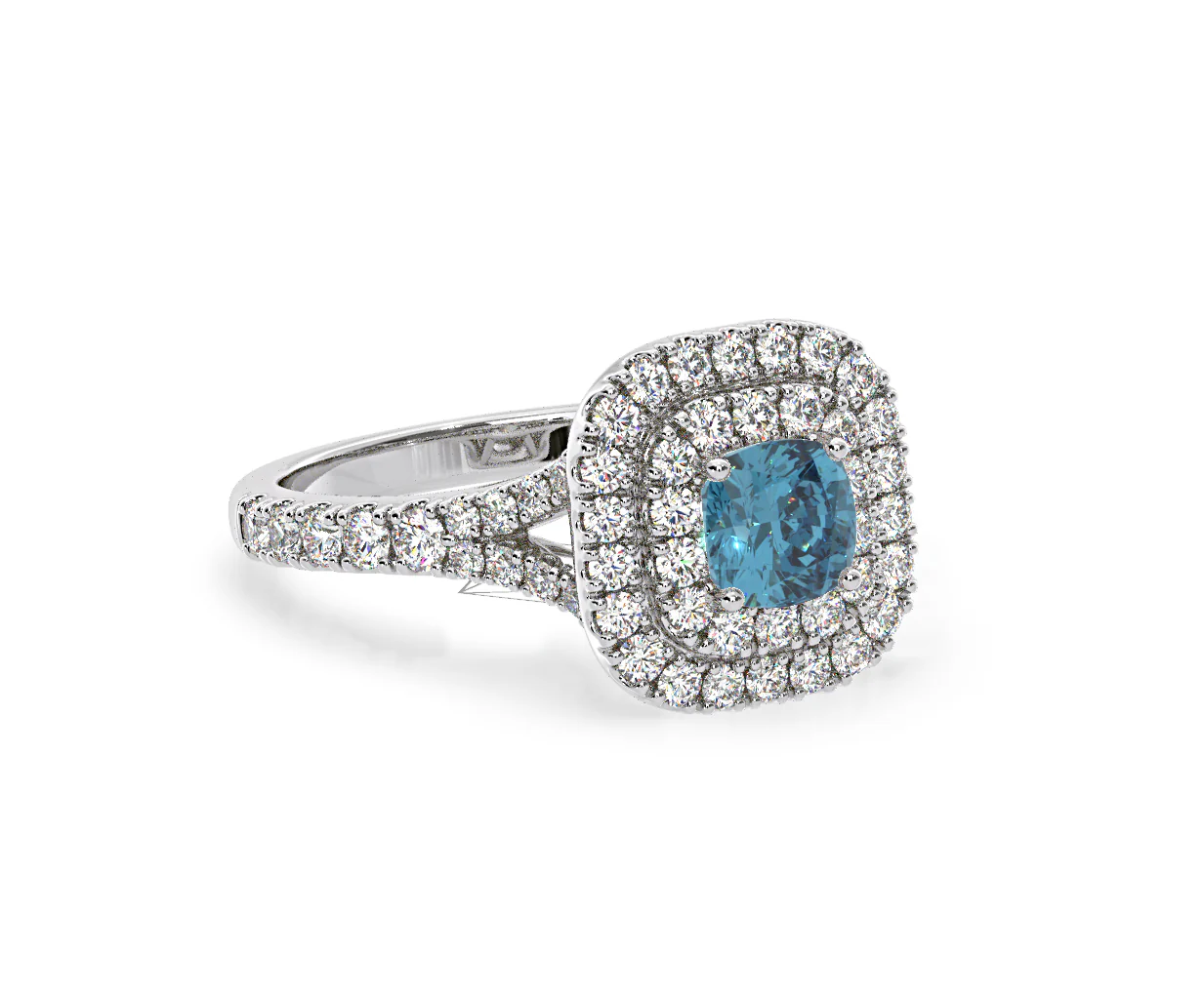Anastasia Blue Lab Diamond 1.30ct Halo Ring in 18K White Gold - Elara Collection - Image 80