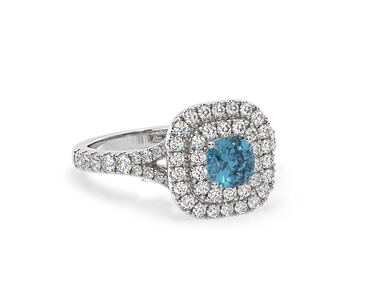 Anastasia Blue Lab Diamond 1.30ct Halo Ring in 18K White Gold - Elara Collection - Image 81